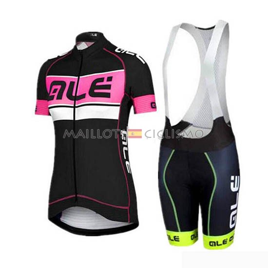 2019 Maillot Mujer ALE Tirantes Mangas Cortas Negro Rosa